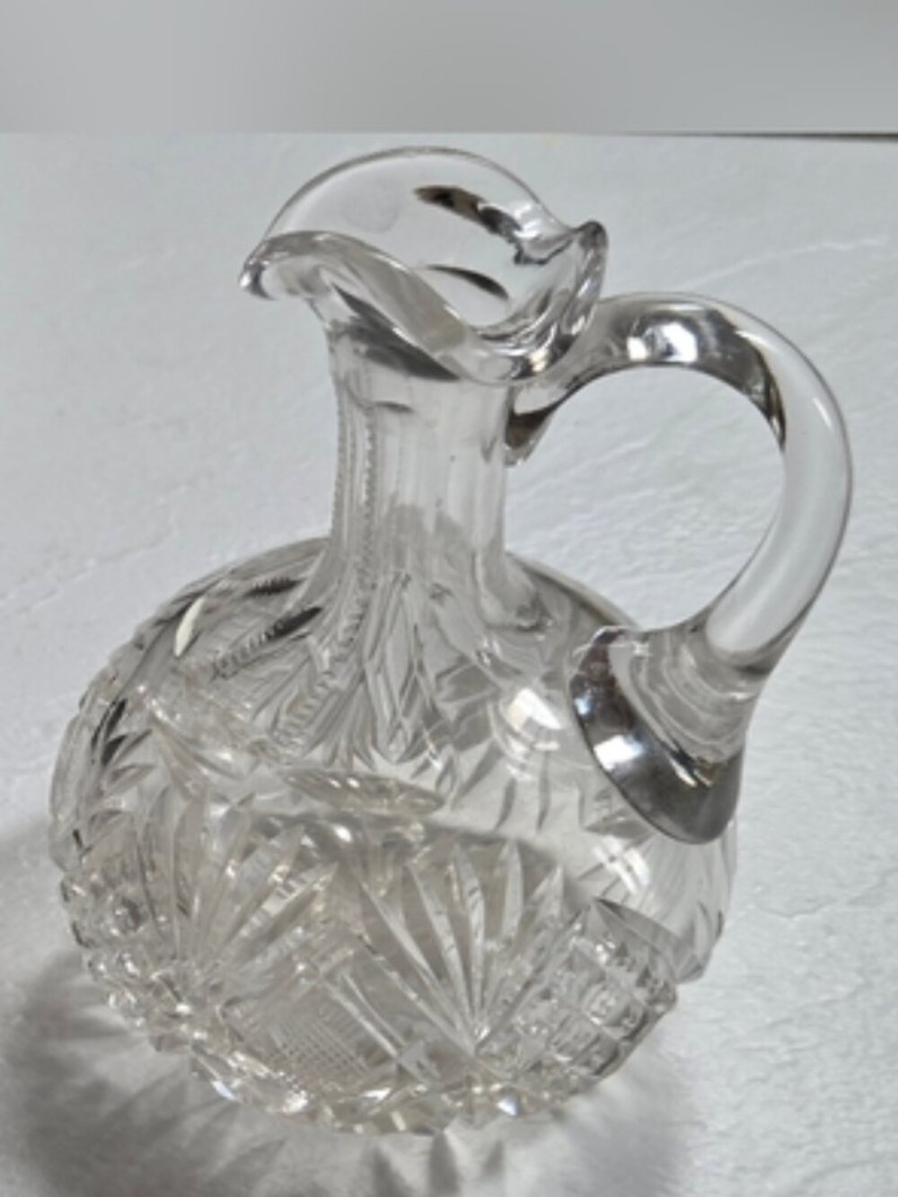 Vintage American Brilliant Period Cut Glass Pitcher Decanter w/Handle